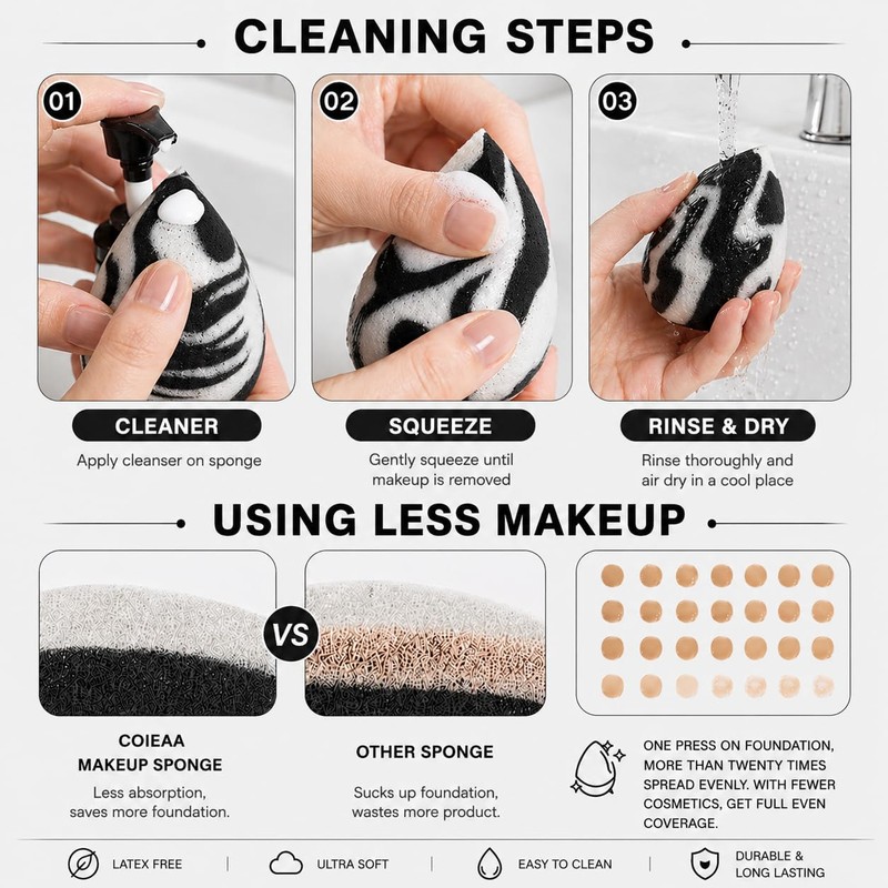 Coieaa Makeup Sponge Set Foundation Blending Beauty Sponge with Case