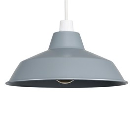 MiniSun | Retro Style Gloss Grey Metal Reflector Ceiling Light Shade | Pendant Lights, Home Décor & Improvement Essential