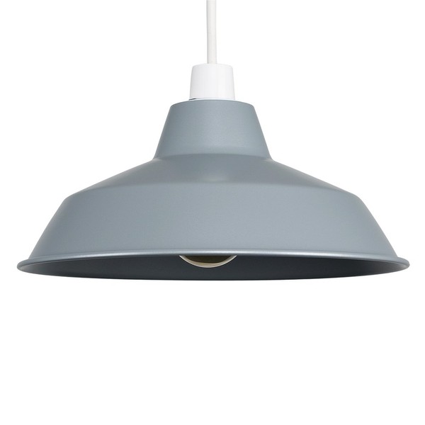 MiniSun | Retro Style Gloss Grey Metal Reflector Ceiling Light