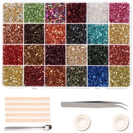 Crushed Glass Glitter, 24 Colors Irregular Crystal Chips Chunky Flakes Sequins Crushed Glass for Resin Geode Art Nail Arts Craft DIY Vase Filler Epoxy Resin Jewelry Making