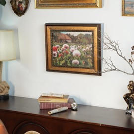 FOLKOR Vintage Canvas Frame for 5x7 Art Prints Oil Paintings, 2.2" Extra Wide Ornate Open Back Wall Picture Frames for Landscape Family Animal Memorial Portraits, No Cover & Back (Bronze Gold)