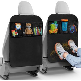 2 Pieza Protector del Asiento para Coche, Protector de Asiento Trasero con Organizador de Almacenamiento de 3 Bolsillos, Protector de Asiento de Coche Impermeable para SUV Sedán Camión