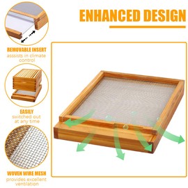 MayBee 8 Frame Screened Bottom Board Beehive Dipped in 100% Beeswax, Bee Hives Kit Includes 1 Deep Boxes & 1 Medium Hive Box with Beehive Frames and Wax Foundations. Preferred for Summer