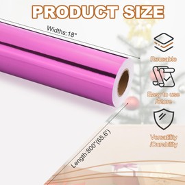 PATIKIL Metallic Wrapping Paper, 18 Inch x 800 Inch(65.6Ft) Foil Wrapping Paper Matte Gift Wrapping Paper Roll 120 GSM for Gift Christmas Wedding Birthday Women Men, Purple