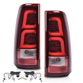 PIT66 LED Tail Lights Compatible with Chevy Silverado 2003 2004 2005 2006 GM2800174, GM2801174 Red(w/wiring harness)