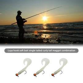 OTOTEC 17Pcs Soft Fishing Lures Grub Worm Soft Fishing Baits with Jig Head Hooks Soft Artificial Lures Fishing Supplies for Catfish Perch Pike