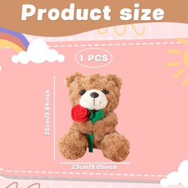 XLTXWD Rose Bear, Bears, Bear 25cm Cuddly Cute Soft Plush Toy With Rose Stuffed Pillow Doll Stuffed Animals Gifts for Kids Girlfriends Boyfrieds