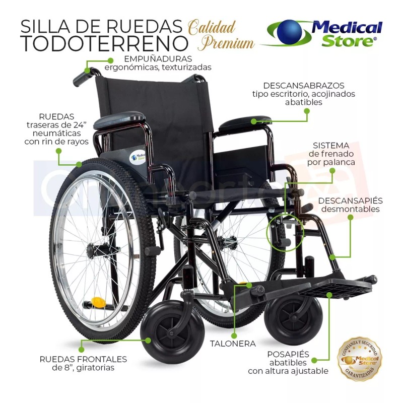 Medical Store Silla De Ruedas Llantas Neumaticas De Lujo Todo