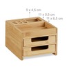 Relaxdays Schreibtisch Organizer Bambus, Stiftehalter Holz, Schreibtischbox Schubladen, HxBxT: 9,5