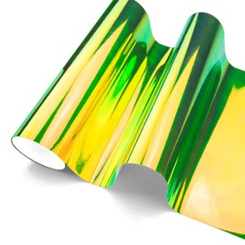 Premium Yellow Green Neo Chrome Rainbow Holographic Vinyl Wrap Sticker Decal Air Release Channel Film - 4"x8" (10cmx20cm) Sample
