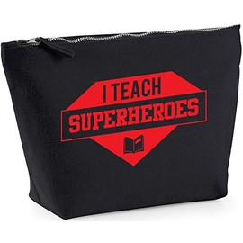 Hippowarehouse I teach superheroes printed make up cosmetic wash bag 18x19x9cm