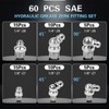 60Pcs Grease Fittings Kit, 1/4 & 1/8 Inch BSP Grease