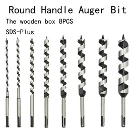 CHCYWJGJ 8PCS Wooden Box SDS Plus Shank, Auger Drill Bit for Wood, 9inch Long Drill Bits Soft and Hard Wood, Plastic, Drywall and Composite Materials.1/4,5/16,3/8,1/2,5/8,3/4,7/8,1”