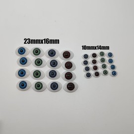 8 Pairs(16PCS) Oval Flat Hollow Back Plastic Eyes Puppet Doll Bear Craft Eyes Eyeballs Making DIY Supplies for Porcelain or Reborn Dolls Stuffed Animal Toys Troll Scary Eyes 10mm x 14mm