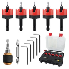 5-Piece Countersink Drill Bit Set, Drill with Countersink with Depth Stop, Includes Adjustable Countersink (2.8 mm - 4.0 mm), Hex Shank & Pre-Drill, High-Quality Steel, Countersink Drill for Wood