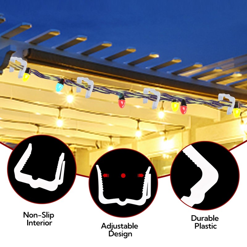 Lifreer 50PCS Christmas Light Clips, Gutter Hooks Outdoor Lights Hooks