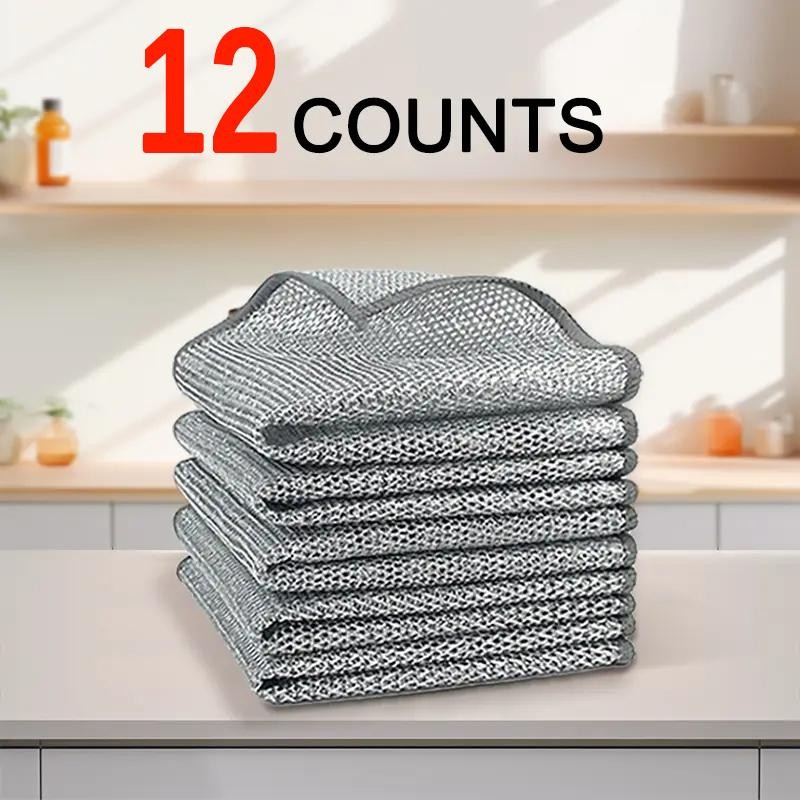 12 Counts Multipurpose Non-Scratch Wire Dishcloths – Reusable Dishwashing Rags