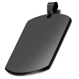 Flongo Men's Necklace Men's Pendant Stainless Steel Necklace Black Silver Dog Tag Dog Tag Army Style Polished Tribal Men's Accessories with Chain, Stainless Steel, No Gemstone