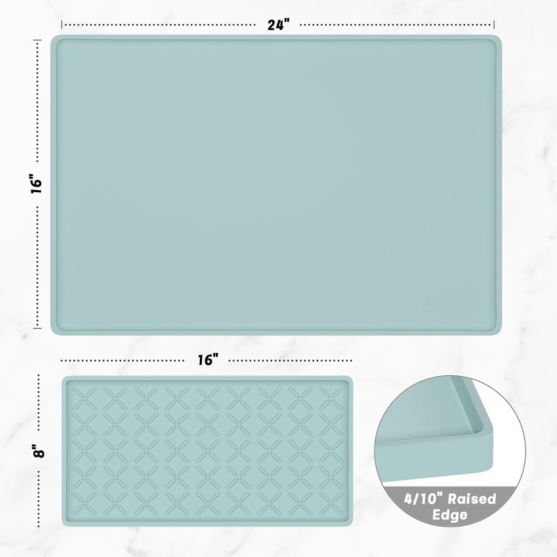 Rnivvi Silicone Coffee Mat, 16" x 24" Waterproof Raised Edge