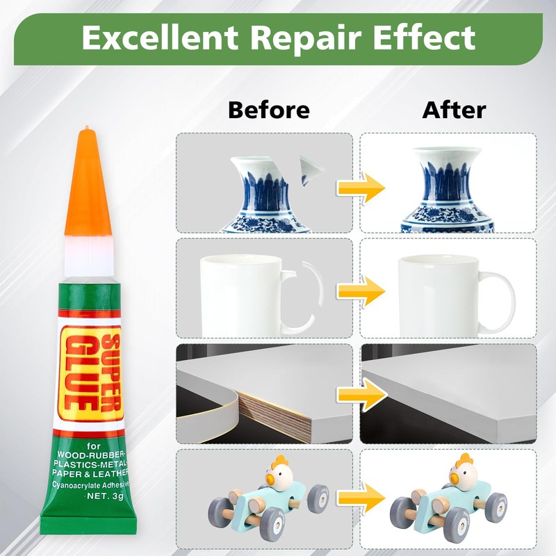 WOUSEDO 48 X 3g Super Glue Clear, Strong Adhesive,Super Glue