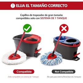 YOU ER MEI 4 Piezas Cabezales de Repuesto para Mopa Giratoria, Cabezales de Repuesto para Fregona de Microfibra, Suelos Fciles de Limpiar, Mop Head...