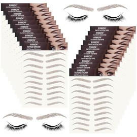 FeidyLong 20 Sheets 200 Pairs Eyebrow Tattoo Stickers 4D Stickers Eyebrow Transfers Stickers Peel off Eyebrow Grooming Shaping Makeup Sticker for Women Girls Brown