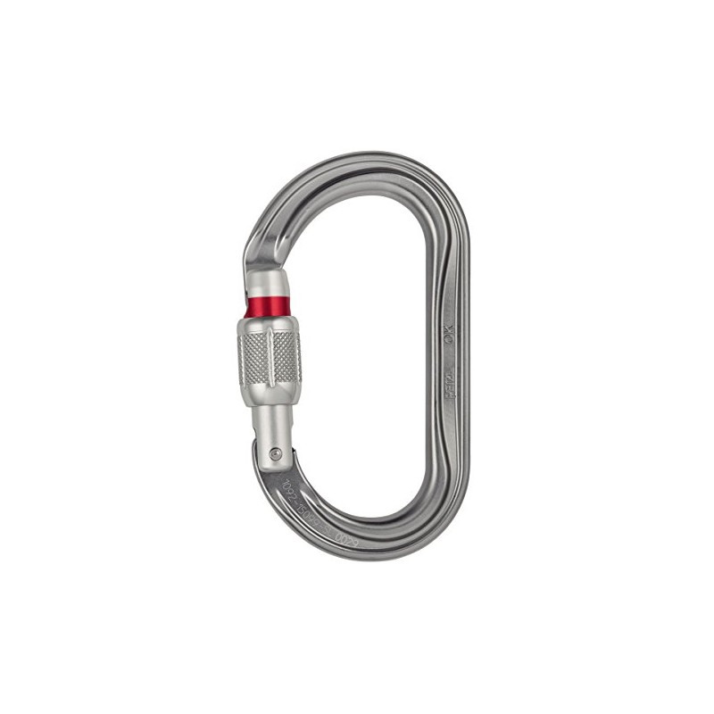 PETZL Ok Screw Lock Grey - Lightweight Oval Aluminium Safety