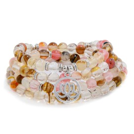 Lotus Flower Gifts Mala Beads 108 Healing Bracelet Necklace Meditation Accessories, Stone, No gemstone