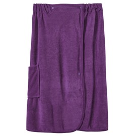 Orrpally Women Shower Wrap Robe Bath Body Towel Wrap Spa Bathrobe Adjustable Snap Closure Purple L