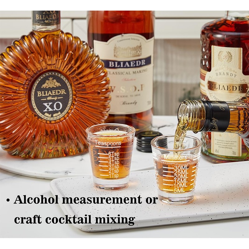 Ackers Shot Glasses Etching Scale Measuring Cup 2PACK Espresso Shot