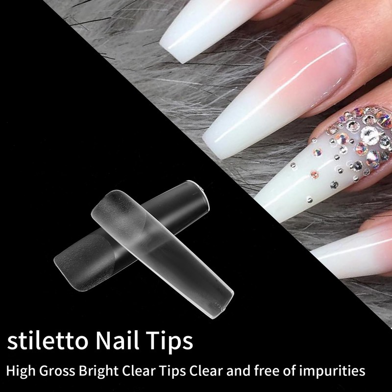 KOXXIAMOQ 240 Pcs Square Nail Tips, Clear Extra Long No