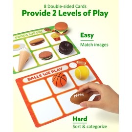 Coogam Sorting Toy for Toddlers, Animals Dinosaurs Fruits Vehicles Foods Fishes Balls Farm Playset, Fine Motor Montessori Game Preschool Educational Learning Gift for Year Old Kids