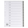 Dividers/Index Sheets, Polypropylene, DIN A4 with Numbers 1–10, Full Coverage,