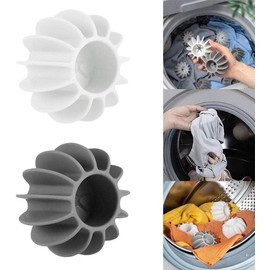 6Pcs Gray Laundry Ball Silicone Clothes Hair Cleaning Tool Pet Hair Remover Laundry Lint and Pet Hair Remover Balls for Reusable Cat Washing Hair Ball Catcher Laundry Machine Lint Removers