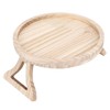 Clip On Tray Natural Bamboo 9.8in Round Home Couch Sofa