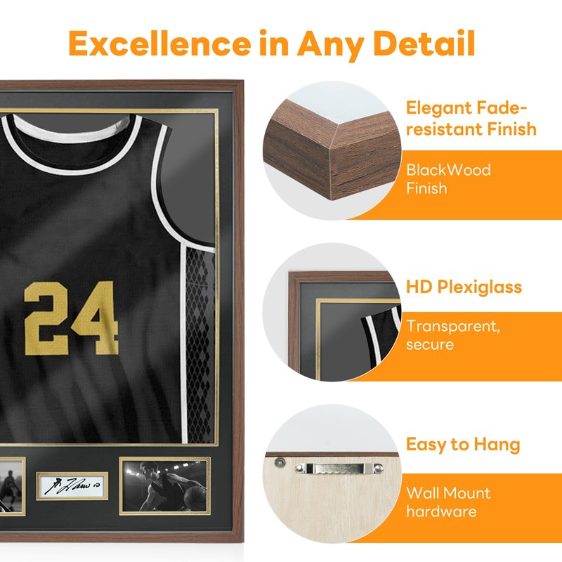 ASmileIndeep Jersey Frame Display Case, Large Shadow Box with 98%