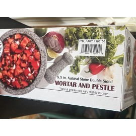 Casa Maria 8.5 Inch Natural Stone Double Sided Mortar & Pestle New