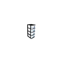 Cajonera De Plástico Italhome Fox 4 Organizador Multiusos Negro Con Cajones Transparentes