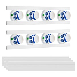 Wulqiiy - Paquete de 12 organizadores de yogur ajustables para refrigerador con cintas autoadhesivas, soporte de almacenamiento para refrigerador que ahorra espacio se adapta a tazas de yogur griegas