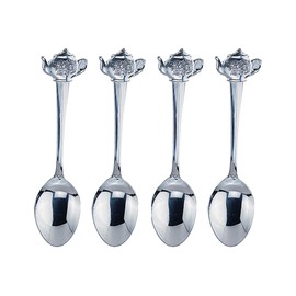 Fino Demi Spoon, Stainless Steel, Teapot Design, For Everyday Coffee, Desserts, Entertaining, and Holiday Dining, Set Of 4