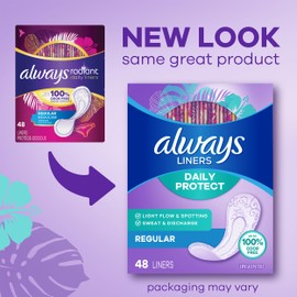 Always Daily Protect Liners, Regular Length, Unscented, 96 Count