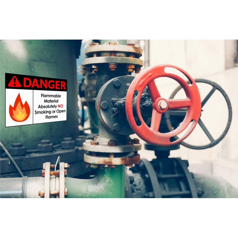 F5Xclusive Danger Flammable Material Sign, No Smoking or Open Flames