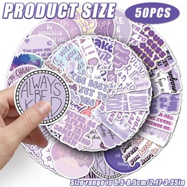 50Pcs Purple Reminders Motivational Stickers, Inspirational Cartoon Laptop Stickers, Positive Waterproof Journal Sticker, Affirmation Sticker for Scrapbook, Water Bottles, Laptops