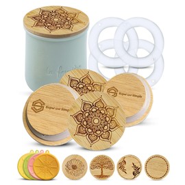La Fermiere Yogurt Jar Lids - 4-12 Piece Packs | Fit La Fermiere Yogurt Pots | Choice of Bamboo or Food-grade Silicone | Durable, Non-toxic, Airtight | Choose a Design - (Bamboo Mandala – 4 pcs)