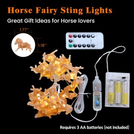 Lindas luces decorativas de hadas, regalos de caballo para mujeres, luces de pony, 20 luces LED, enchufe USB de 8 pies o funciona con pilas para recámara, habitación de cumpleaños, decoración de