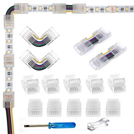 YUTOKEER LED Connector 5pcs 6-Pin 12mm RGBCCT LED Strip to Wire/Strip to Strip Connector Unwired Clips Solderless Adapter Terminal Extension Connection, 2pcs L-Shape/H-Shape Connectors