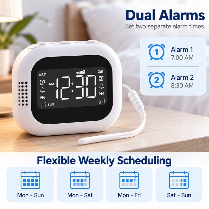 Vibrating Alarm Clock for Wake-Up Routines – Bed Shaker with