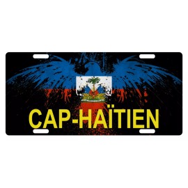 Fast Service Designs Haiti Flag License Plate Haitian Creole Eagle Emblem Cap-Haïtien