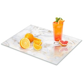 VSAR House Tempered Glass Cutting Board for Kitchen,16"x 12", Gold Marble Glass Chopping Board with Rubber Non Anti-Slip Feet, Dishwasher Safe, Scratch, Heat Resistant,Shatter Resistant