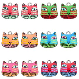 DanLingJewelry 30Pcs 6 Styles Pet Charms Enamel Animal Charms Kitten Charms Enamel Cat Charms for Jewelry Crafting Making (ENAM-CJ0003-30-CHH)